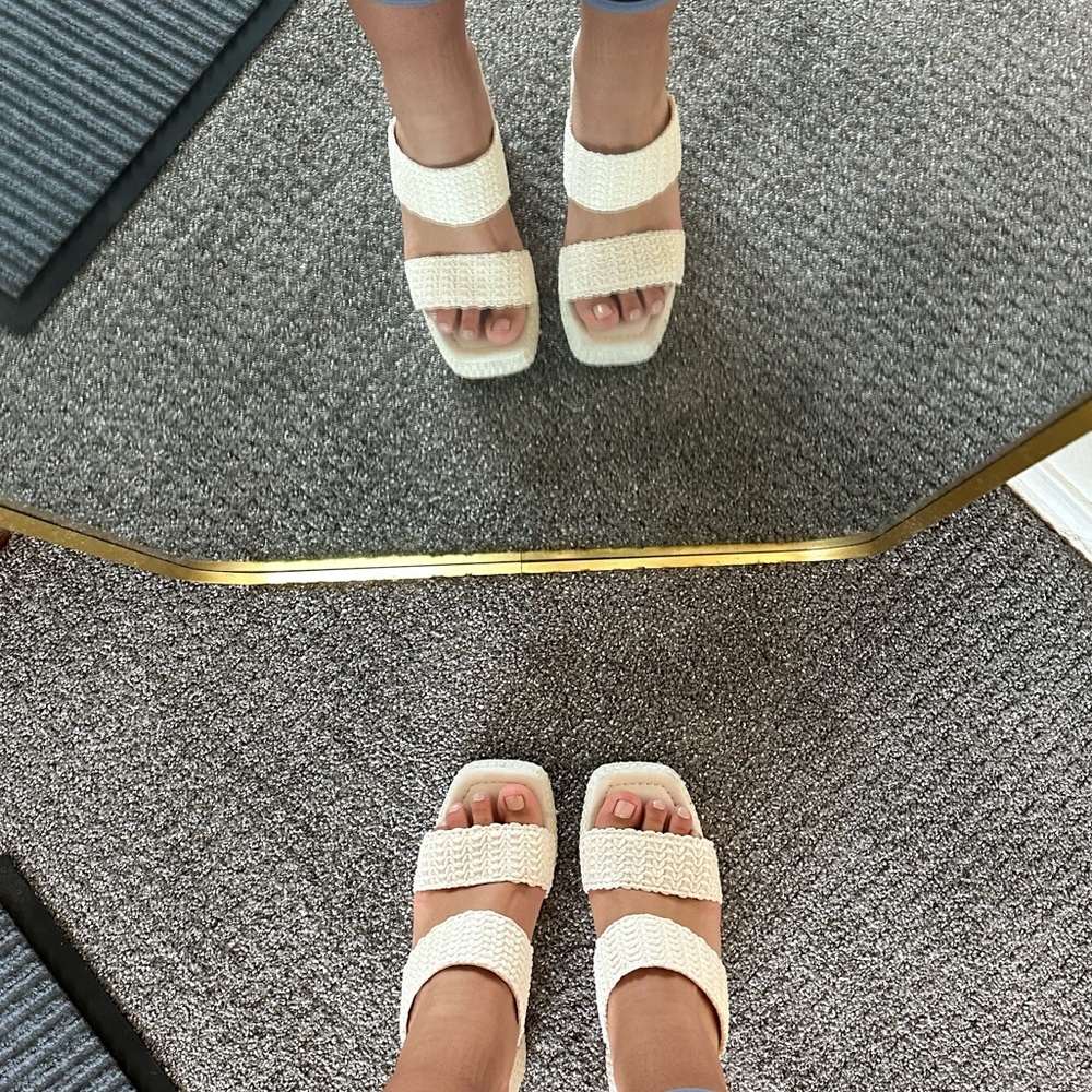 Matisse Gem Platform Heels are a bone color and are super comfortable!